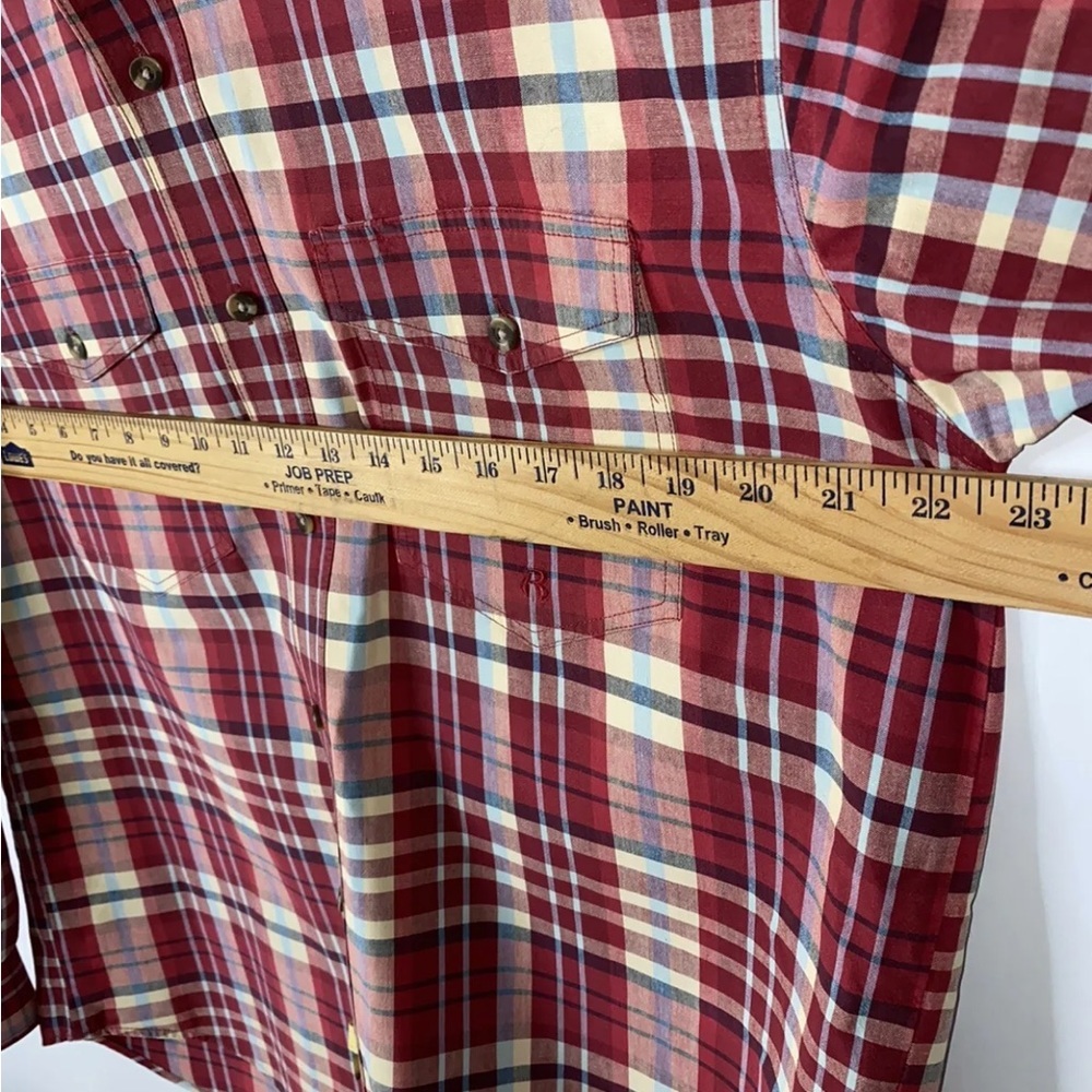 Roper Red Plaid Button Up Shirt Mens Long Sleeve Western Adult Medium - Picture 10 of 10